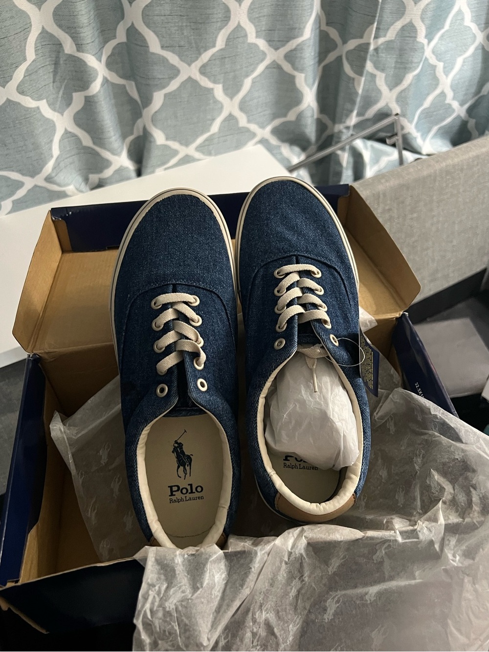 Polo by Ralph Lauren Navy jeans Canvas Sneakers with Cream Laces